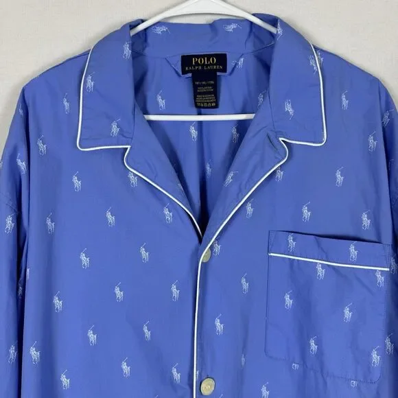 Polo Ralph Lauren Blue Pajama Top Men’s 1XT Big & Tall Pony Logo - Picture 5 of 13